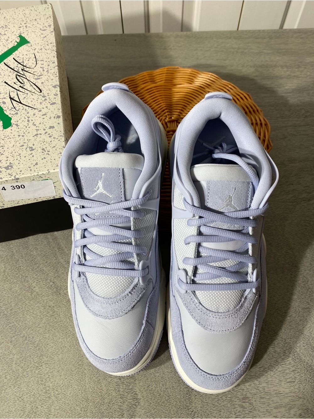Jordan Women’s Low-Top Sneakers in Light Lavender and White